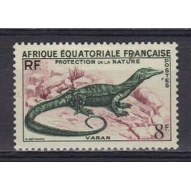 Afrique Equatoriale 1955 : Protection De La Nature : Varan - Timbre 8 F. Neuf *