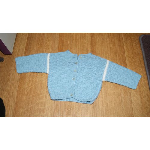 Gilet Fait Main Bleu Taille 3 Mois