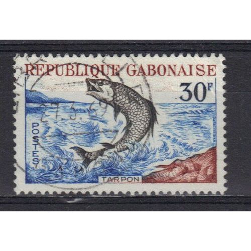 Gabon 1964 : Faune : Poisson : Tarpon - Timbre Oblitéré