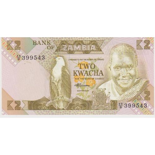 Billet De 2 Kwachas De Zambie