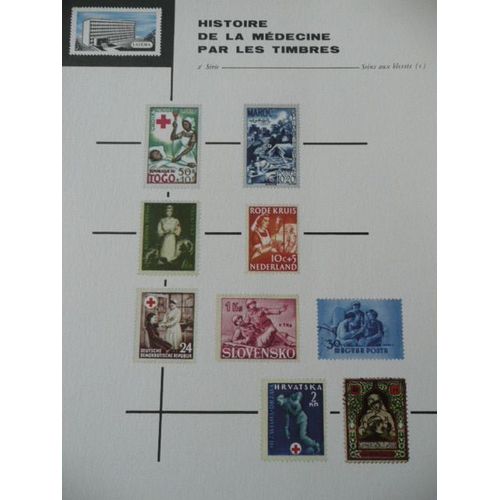 Histoire De La Medecine Par Les Timbre - 2eme Série - Soin Aux Bléssés Planche 1 - Publicité Pharmaceutique Pour Sulfarlem - 465