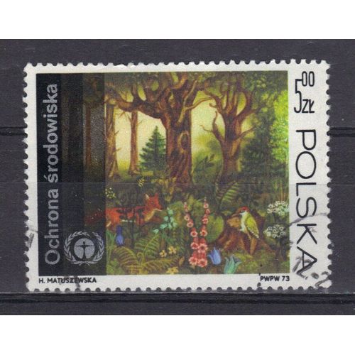 Pologne 1973 : Protection De La Nature : Arbres : Forêt De Chênes - Timbre Oblitéré