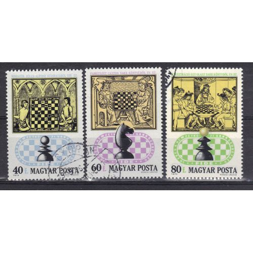 Hongrie 1974 : 21è Jeux Olympiques Échiquéens : Jeux D'échecs : Série De 3 Timbres Oblitérés