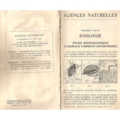 Sciences Naturelles Classes De 5ème A Et B 1ère Année Des Écoles Primaires Supérieures Et Des Cours Complémentaires