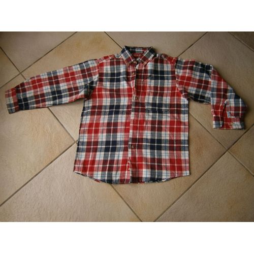 Chemise Manches Longues A Carreaux Blanche Rouge Bleue Taille 8 Ans Marque Kiabi