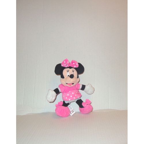Minnie Robe Rose À Pois Doudou Disney  18cm