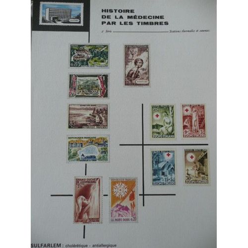 Histoire De La Medecine Par Les Timbres - 2eme Série - Stations Thermales Et Saunas Planche 11 - Publicité Pharmaceutique Pour Sulfarlem - 471