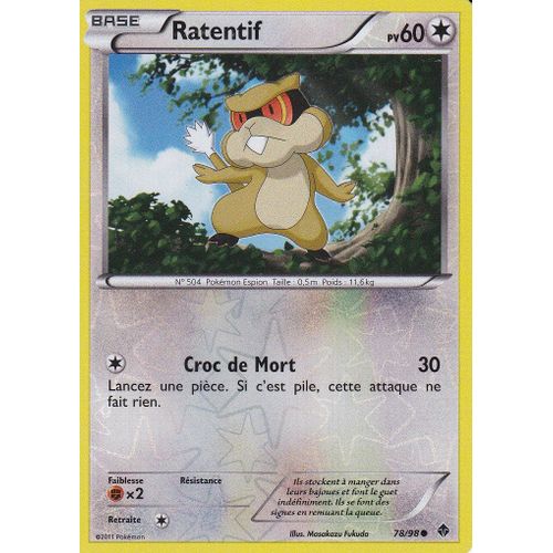 Carte Pokemon - Ratentif - 78/98 - Reverse - Pouvoirs Emergents -