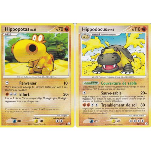 Carte Pokemon - Hippodocus + Hippopotas - 25/111+54/111 - Platine Rivaux Emergents -