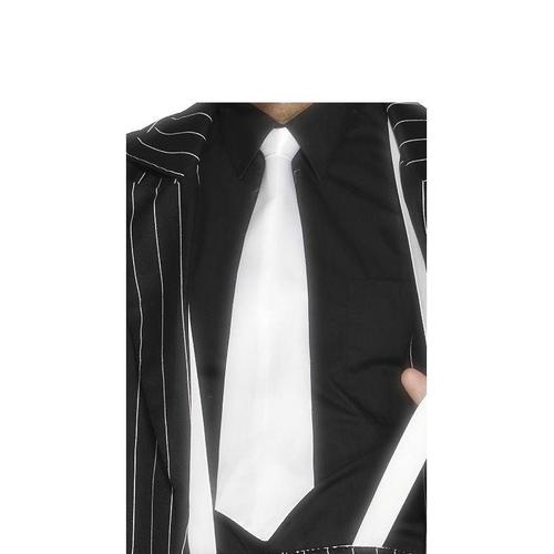 White Gangster Tie On Elastic, Male One Size
