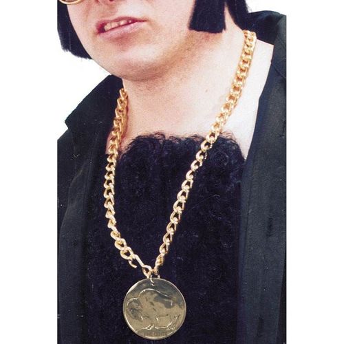 Gold Metal Medallion On Chain, Male One Size