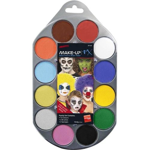 Smiffy's Make-Up Fx Pallet, Aqua Face And Body Paint, Unisex