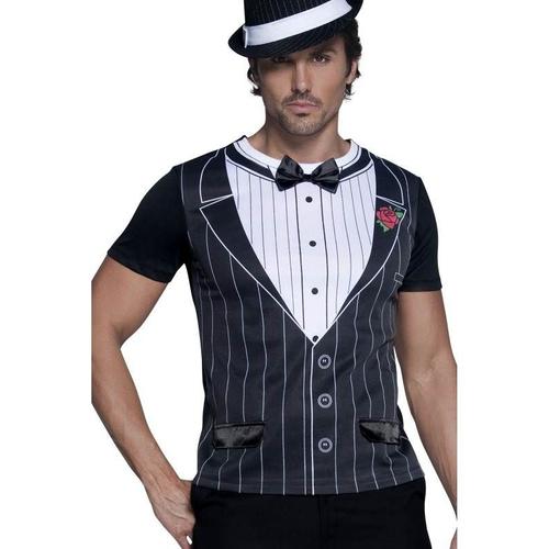 Fever Male Gangster Instant T-Shirt, Black And White, Male Chest 38"-40", Leg Inseam 32.75"