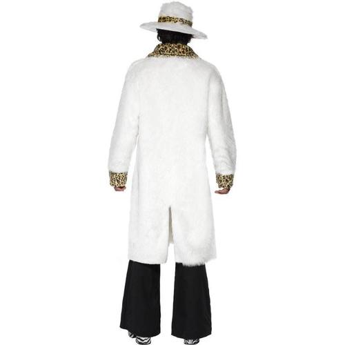 Pimp Costume, White And Leopard Skin, Male Chest 38"-40", Leg Inseam 32.75"