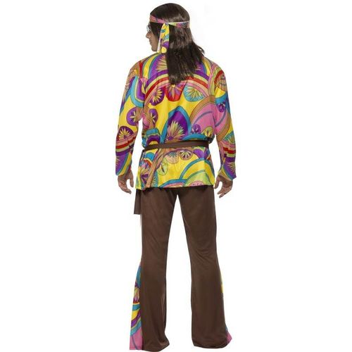 Psychedelic Hippie Man Costume, Male Chest 42"-44", Leg Inseam 33"