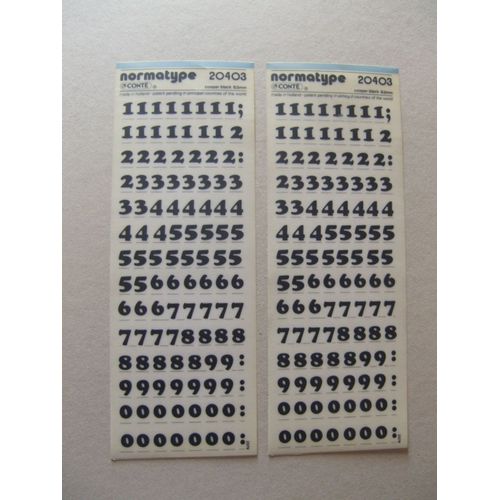 Lot De 2 Planches  Chiffres Transfert 24x9cm N°20403
