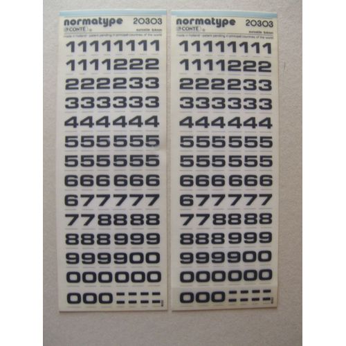 Lot De 2 Planches  Chiffres Transfert 24x9cm N°20303