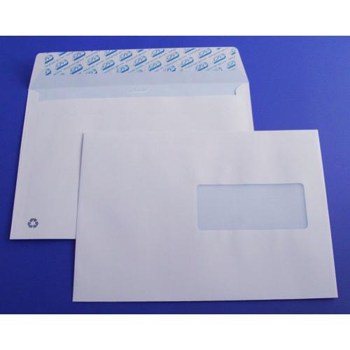 Basics Lot de 500 enveloppes auto-adhésives C5 avec fenêtre Blanc 90 g/m² 
