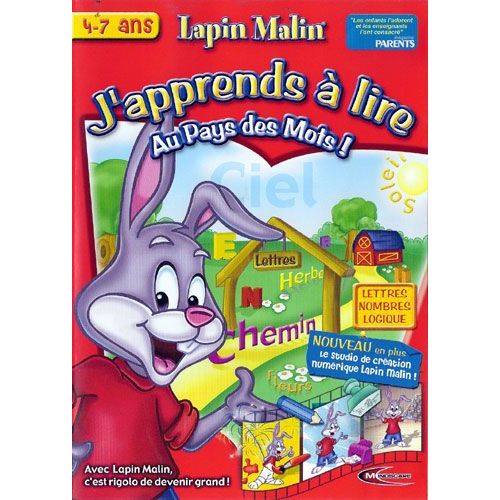 Lapin Malin 'j'apprends À Lire' 4/7 Ans Cd Rom Pc