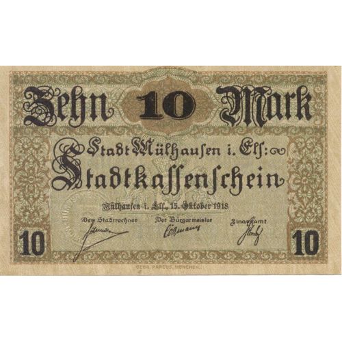 Billet De Mulhouse 1918 Jamais Mis En Circulation
