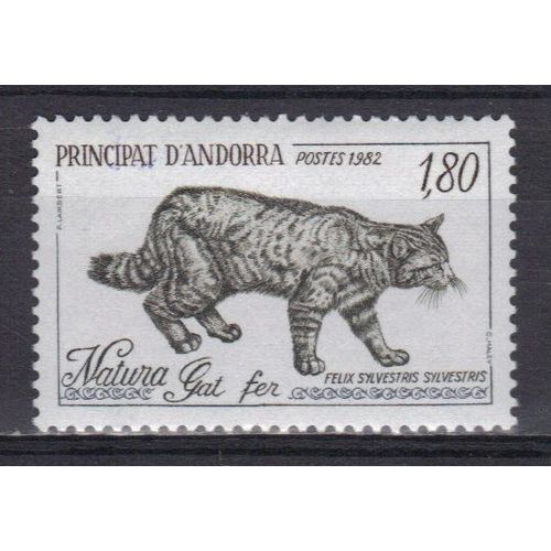 Andorre 1982 : Chat Sauvage : Félix Sylvestris Sylvestris - Timbre Neuf **