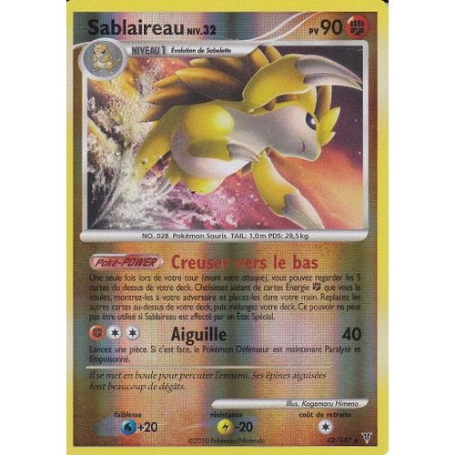 Carte Pokemon - Sablaireau - 42/147 - Holo Reverse - Platine Vainqueurs Supremes -