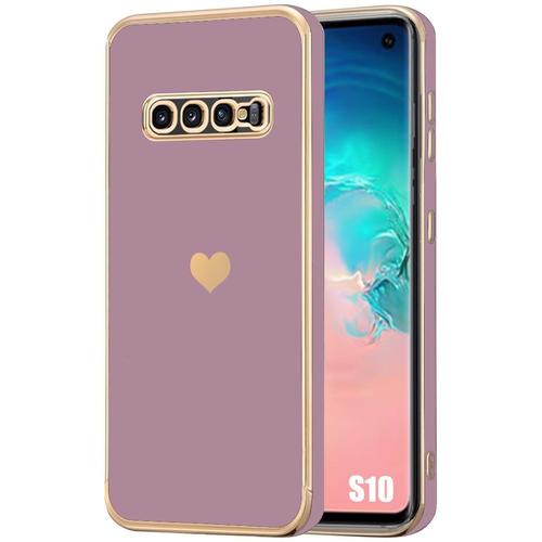 Coque Pour Samsung Galaxy S10 (Pas Pour S10 5g), Violet, En Silicone Tpu, Style Luxe À Motif De CUr Plaqué, Protection Antichoc - E.F.Connection