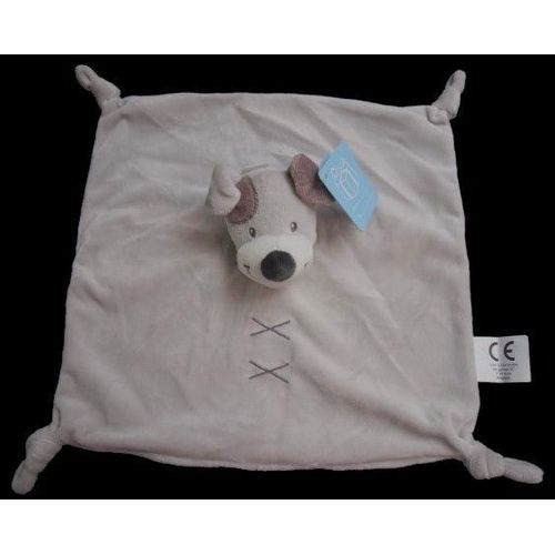 Doudou "Jogystar, Kiabi", Plat, Chien Gris, Noeuds, Croix