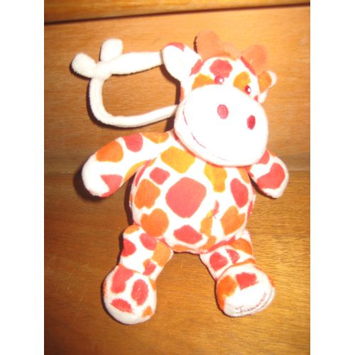 Doudou Girafe Orange Accroche Tiamo 21 Cm