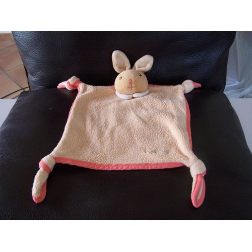Doudou Plat Lapin Rabbit Kaloo Rose 4 Noeuds