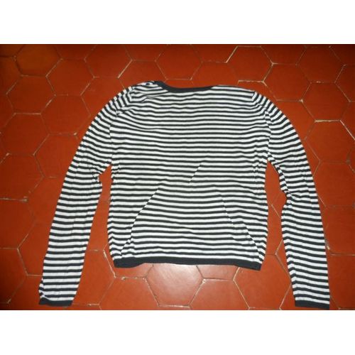 Pull Jersey Coton Rayé Noir Et Blanc Zara Kids