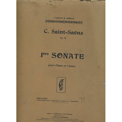 Saint Saens 1ere Sonate Op 75 Pour Piano Et Violon