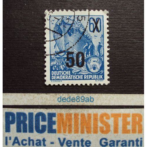 Allemagne..  60 Surchargé 50 Deutsche Demokratische Republik. Plan Quinquennal - Chantier Naval . Oblitéré.