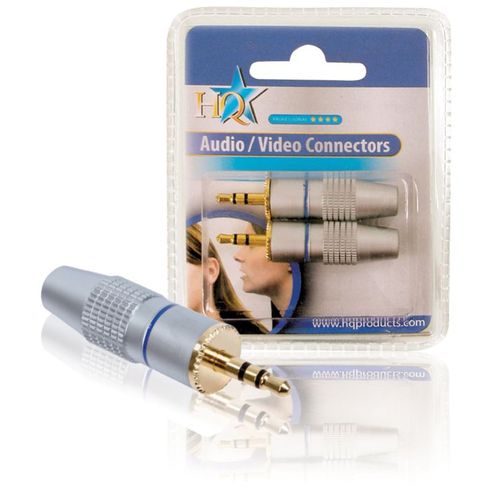 HQ Super Silver - Connecteur audio - mini-phone stereo 3.5 mm mâle - blindé - bleu (pack de 2)