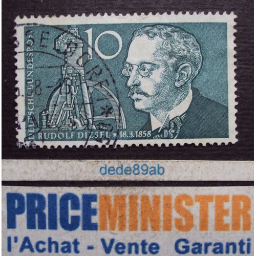 Allemagne..  10 Deutsche Bundespost . Rudolf Diesel Inventeur . Commémoration 100 Ans De Sa Naissance . (18.3.1858).Oblitéré.