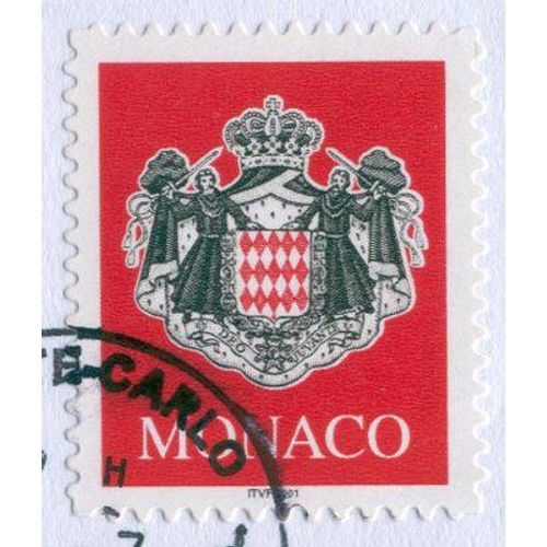 Timbre Oblitéré Monaco 2001 Fond Rouge