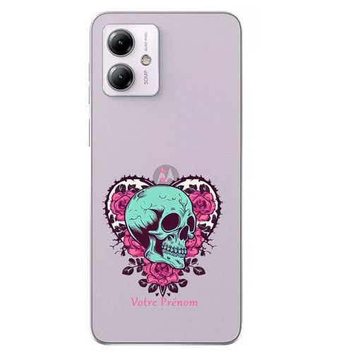 Coque Pour Moto G84 5g Mort Coeur Et Fleur Personnalisee