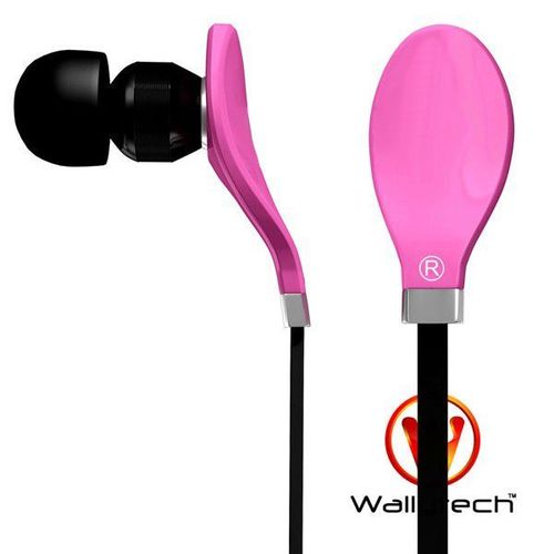 Écouteurs Intra-Auriculaires Oreillettes Fil Plat  ROSE - Jack 3,5mm - Wallytech - Pour Mp3 , Mp4...