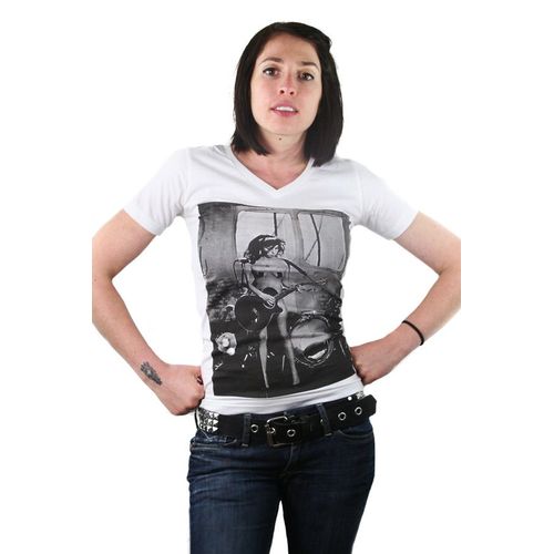 T-Shirt Femme Cintré Amy Winehouse Sexy Fashion Noir Et Blanc Swag Rok