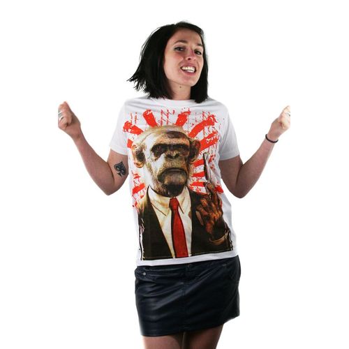 T-Shirt Femme Planete Des Singes Monkey Gun Film Badass Swag