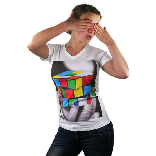 T-Shirt Femme Rubik's Cube Vintage Swag Fashion Graphisme Cintré