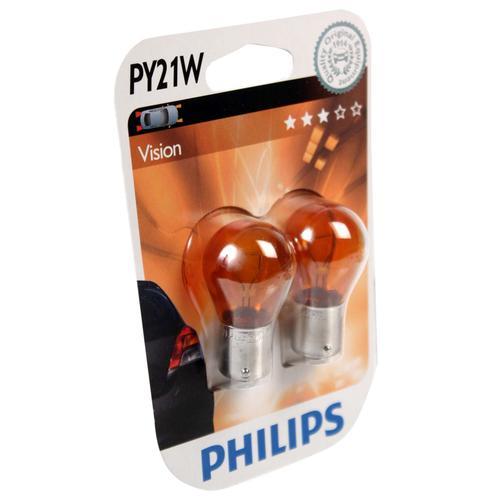 Ampoule Clignotant Philips Vision Py21w 12v - Pack De Deux - Culot Ba15s