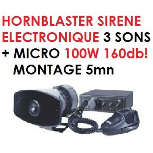 100w 160db! Sirene Electronique Hornblaster Puissance Incroyable Hdj Jeep Land Patrol 4x4 3