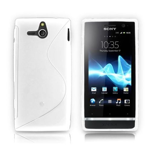Housse Etui Coque Silicone Gel Blanc Pour Sony Xperia U + Film Écran