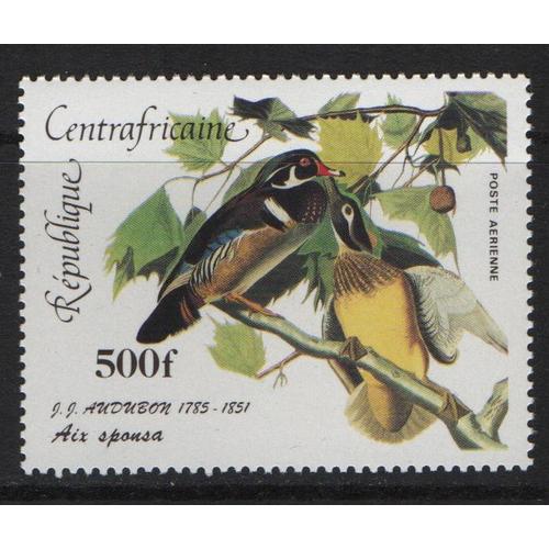 République Centrafricaine, Timbre-Poste Aérienne Y & T N° 319, 1985 - Bicentenaire De La Naissance De Jean-Jacques Audubon, Canard Branchu