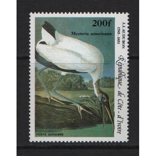 République De Côte-D' Ivoire, Timbre-Poste Aérienne Y & T N° 99, 1985 - Bicentenaire De La Naissance De Jean Jacques Audubon, Ibis