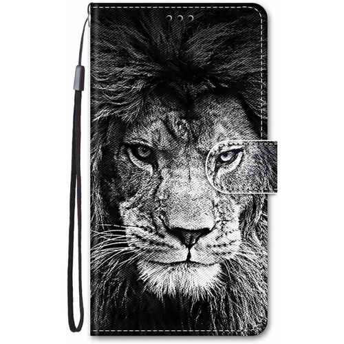 Coque Pour Honor X6 / Honor X8 5g / Honor 70 Lite Cuir Antichoc Avec Support Clapet Design Silicone Motif Dr?Le Etui Bumper Kickstand Case Cover Housse Fille Femme Homme Portefeuille - Lion