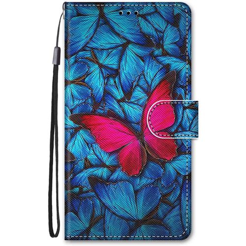 Coque Pour Honor X6 / Honor X8 5g / Honor 70 Lite Cuir Antichoc Avec Support Clapet Design Motif Dr?Le Etui Bumper Kickstand Case Cover Housse Fille Femme Homme Portefeuille - Papillon