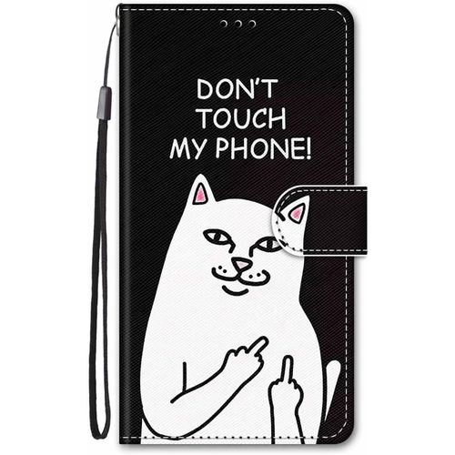 Coque Pour Honor X6 / Honor X8 5g / Honor 70 Lite Cuir Antichoc Avec Support Clapet Motif Dr?Le Etui Bumper Kickstand Case Cover Housse Fille Femme Homme Portefeuille - Dont Touch My Phone