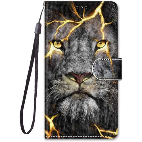 Coque Compatible Avec Samsung Galaxy A5 2017 Antichoc Avec Support Clapet Design Silicone Animal Motif Dr?Le Etui Bumper 360 Kickstand Case Cover Housse Fille Femme Homme Portefeuille - Lion
